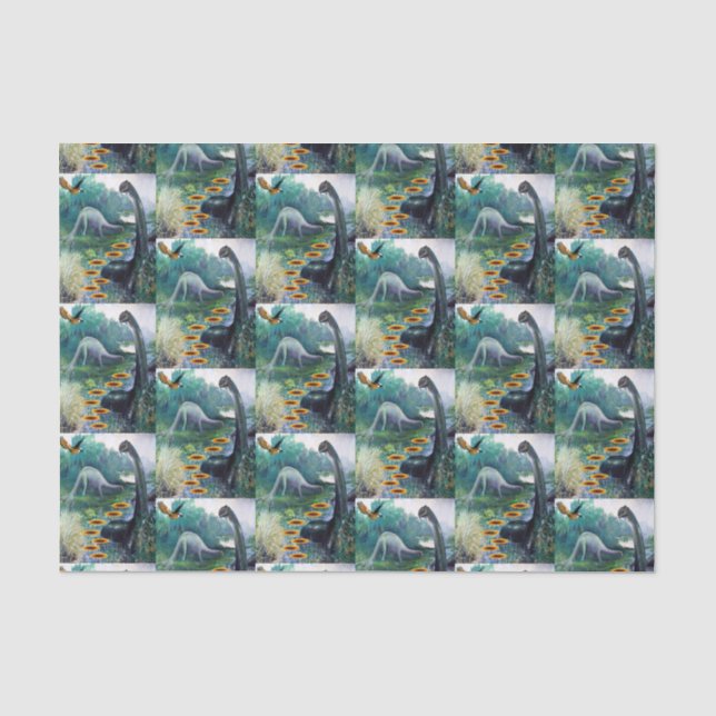 Seda Papel de tejido decorativo Dinosaurio (Anverso)