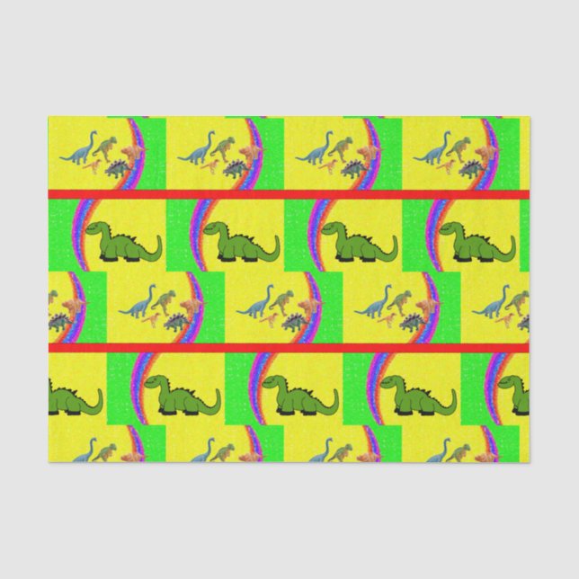 Seda Papel de tejido decorativo Dinosaurio (Anverso)