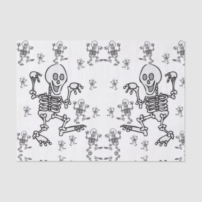Seda Papel de tejido decorativo esqueletos halloween (Anverso)