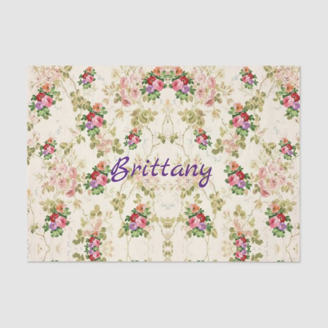 Seda Papel de tejido decorativo floral (Anverso)
