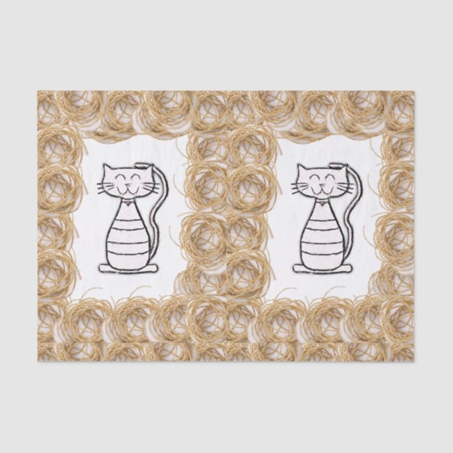 Seda Papel de tejido decorativo Gato (Anverso)
