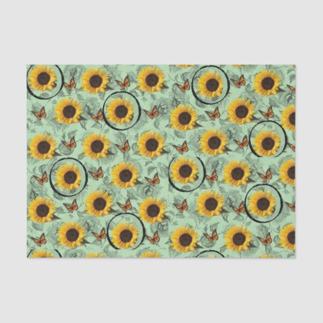 Seda Papel de tejido decorativo Girasol (Anverso)