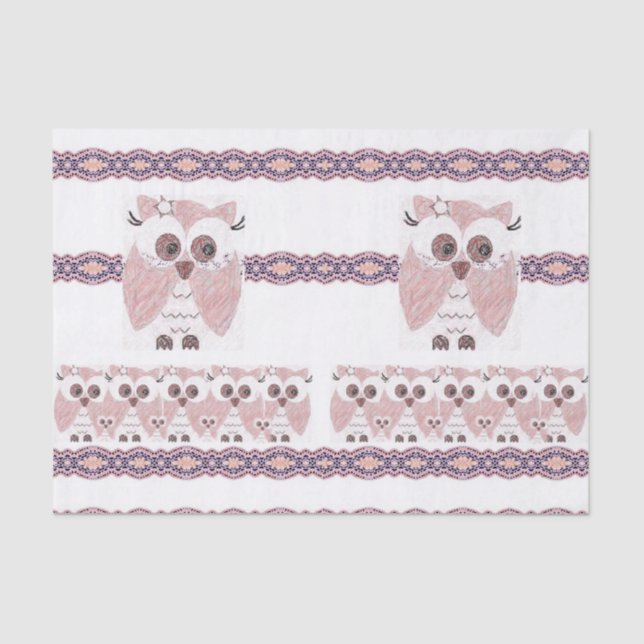Seda Papel de tejido decorativo Lechuza (Anverso)