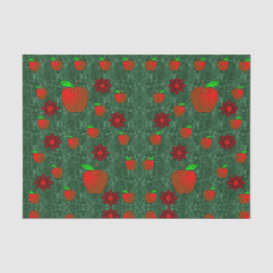 Seda Papel de tejido decorativo manzanas rojas