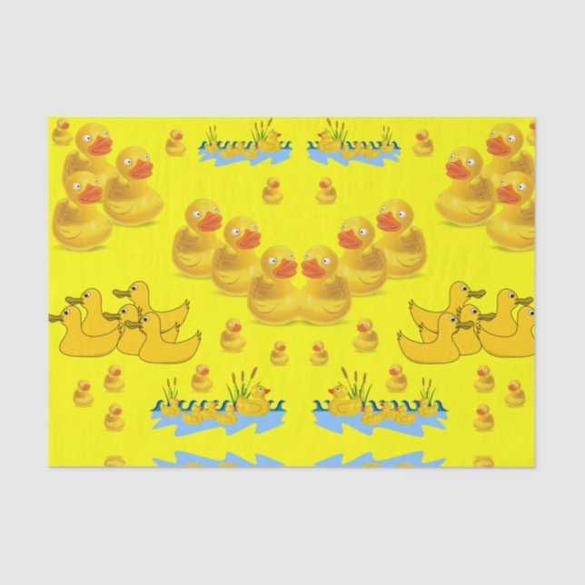 Seda Papel de tejido decorativo patos amarillos (Anverso)