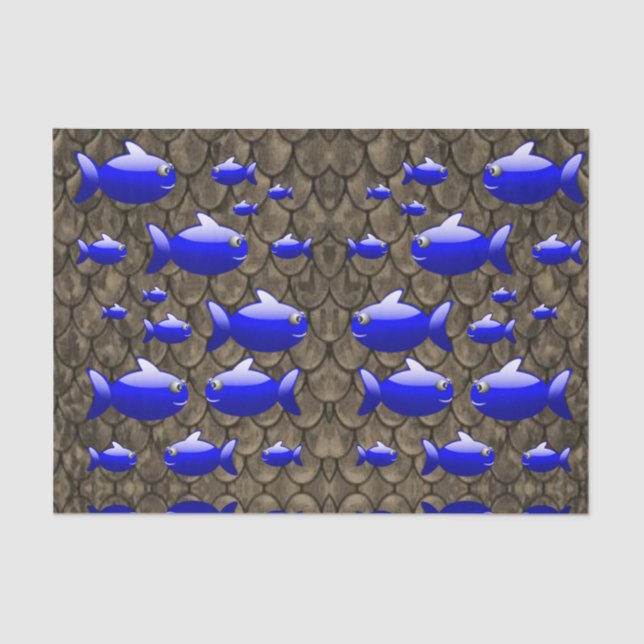 Seda Papel de tejido decorativo Pescado (Anverso)