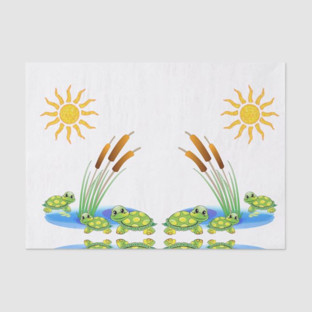 Seda Papel de tejido decorativo Tortugas (Anverso)