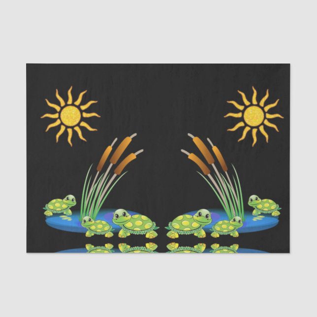 Seda Papel de tejido decorativo Tortugas (Anverso)