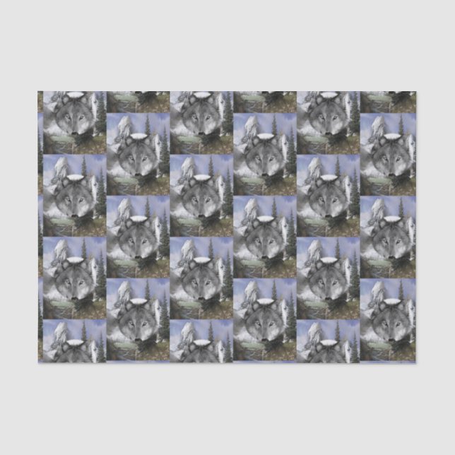 Seda Papel de tejido decorativo Wolf (Anverso)