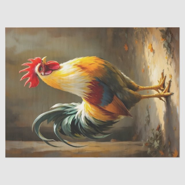 Seda Papel de tejido/decoupage con gallo (Anverso)