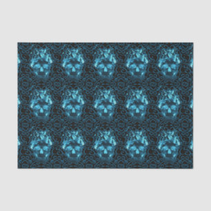 Seda Papel de tejido del cráneo de fuego azul