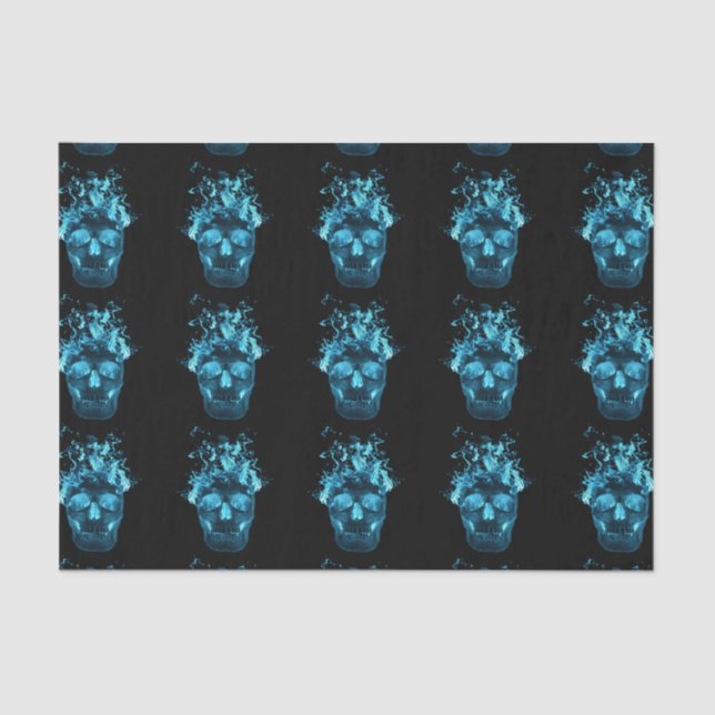Seda Papel de tejido del cráneo de fuego azul (Anverso)