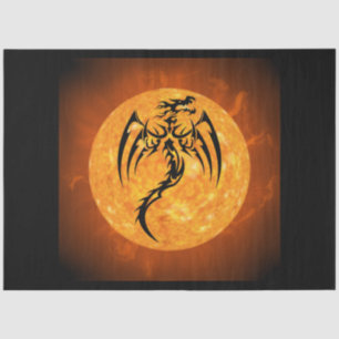 Seda papel de tejido del dragón de fuego