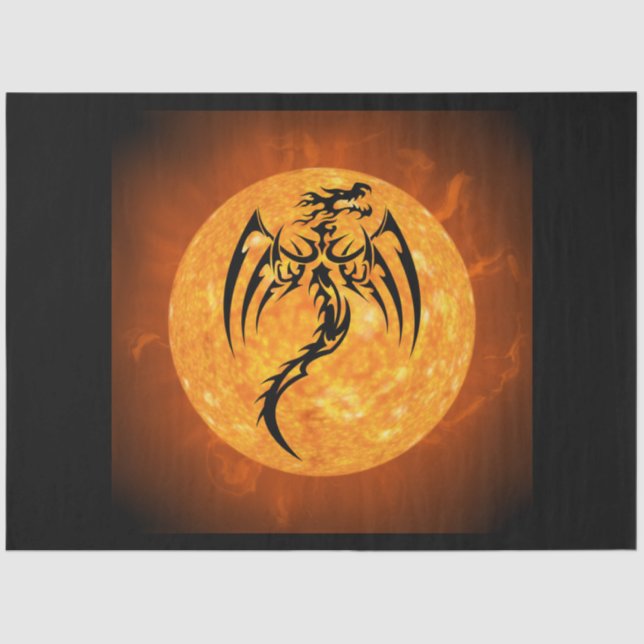 Seda papel de tejido del dragón de fuego (Anverso)
