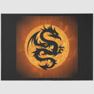 Seda papel de tejido del dragón de fuego