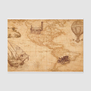 Seda papel de tejido del mapa de descubrimiento