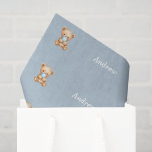 Seda Papel de tejido del oso azul, nombre personalizado