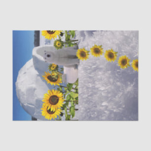 Seda Papel de tejido del oso polar con girasol