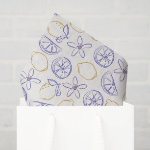 Seda Papel de Tejido del Patrón de Doodle de Limón