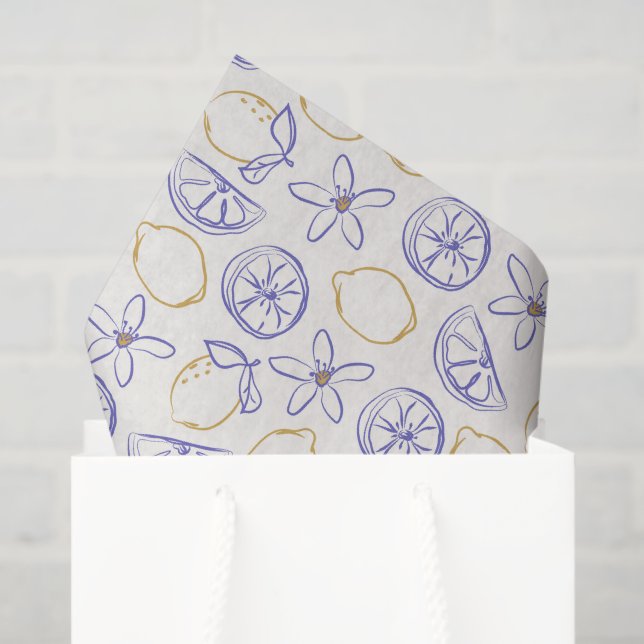 Seda Papel de Tejido del Patrón de Doodle de Limón (Bolsa de regalo)