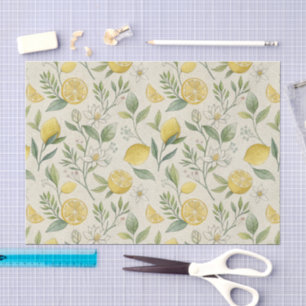 Seda Papel de Tejido del Patrón de Lemones y Flores