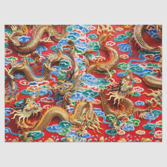 Seda papel de tejido del templo de los dragones (Anverso)