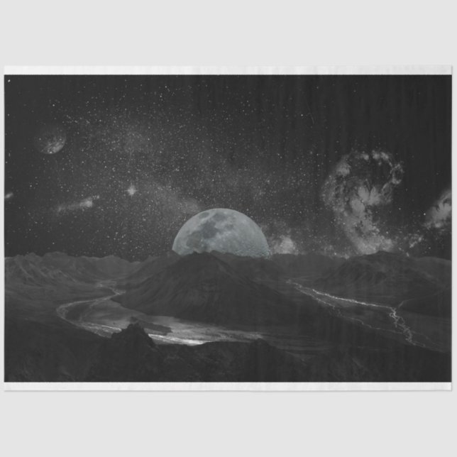 Seda papel de tejido del universo de la luna (Anverso)