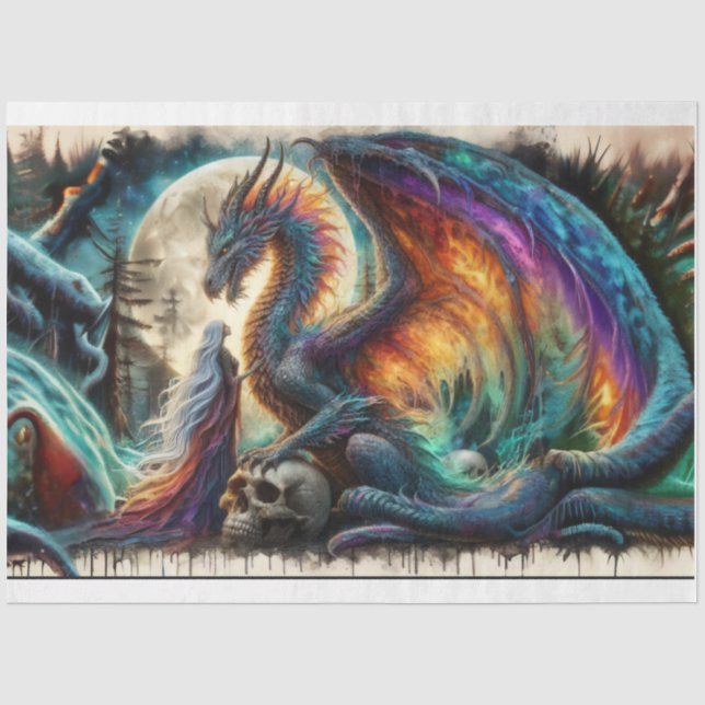 Seda Papel de tejido Dragon (Anverso)