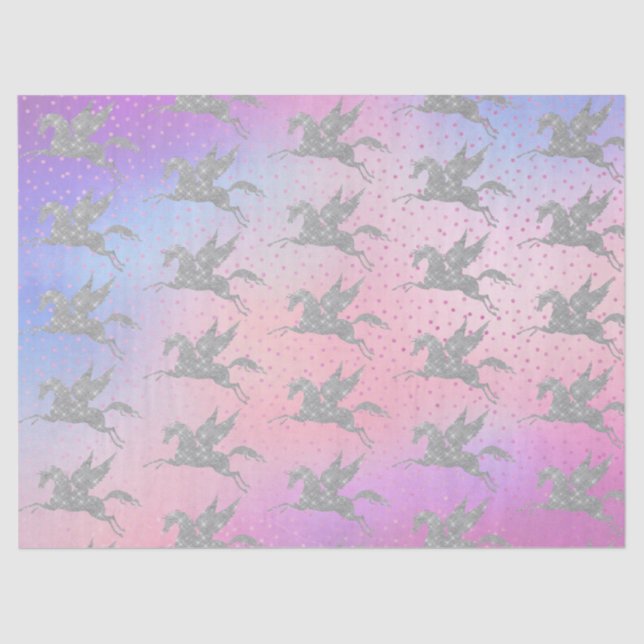 Seda Papel de tejido fiesta de unicornio de plata mágic (Anverso)