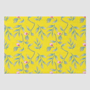Seda Papel de tejido floral amarillo deslumbrante