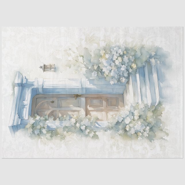 Seda Papel de tejido floral azul (Anverso)