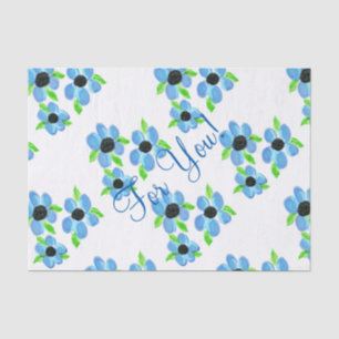 Seda Papel de tejido floral azul