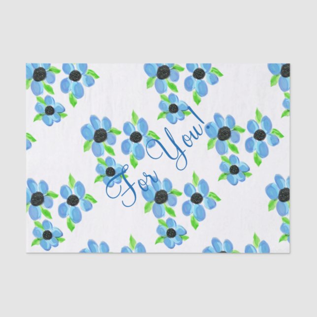 Seda Papel de tejido floral azul (Anverso)