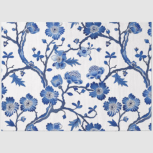 Seda Papel de tejido floral azul