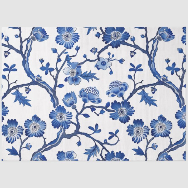 Seda Papel de tejido floral azul (Anverso)