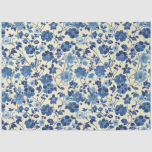 Seda Papel de tejido floral azul