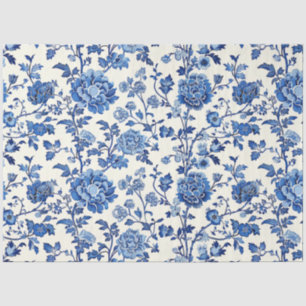 Seda Papel de tejido floral azul