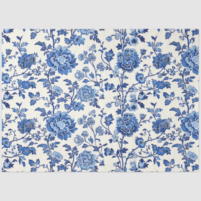 Seda Papel de tejido floral azul (Anverso)