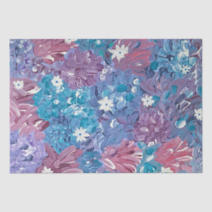 Seda Papel de tejido floral azul brillante