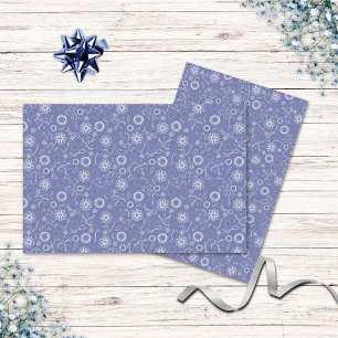 Seda Papel de Tejido Floral Azul y Blanco de Inspiració