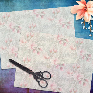 Seda Papel de Tejido Floral con estampado de Magnolia W