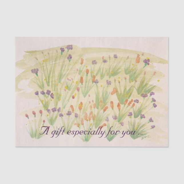 Seda papel de tejido floral de acuarela de bonito (Anverso)