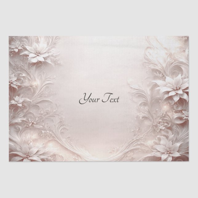 Seda Papel de tejido floral de marfil blanco (Anverso)