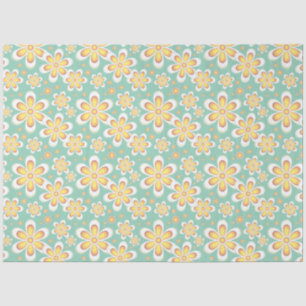 Seda papel de tejido floral de motivos amarillos
