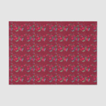 Papel de tejido floral de Wassal rojo profundo