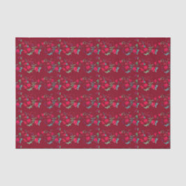 Seda Papel de tejido floral de Wassal rojo profundo