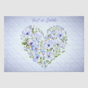 Seda Papel de tejido floral del corazón azul