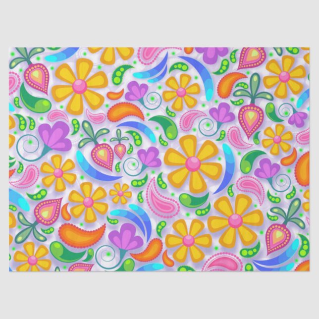 Seda papel de tejido floral ligero (Anverso)