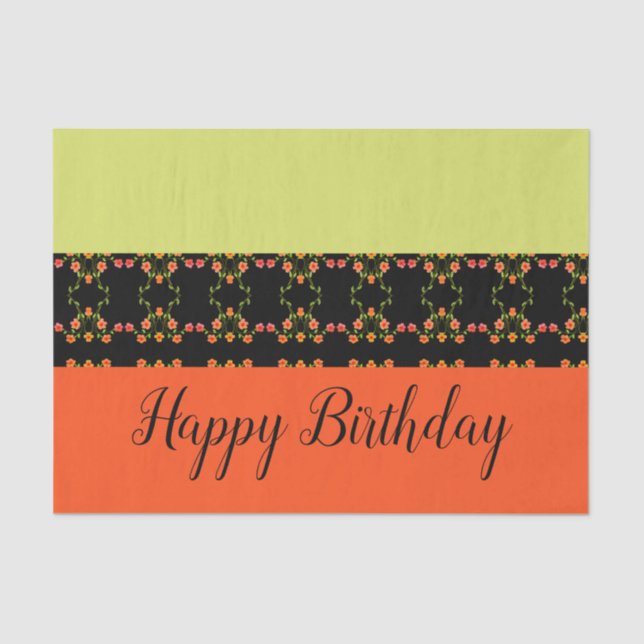 Seda Papel de tejido floral rosa y naranja (Anverso)