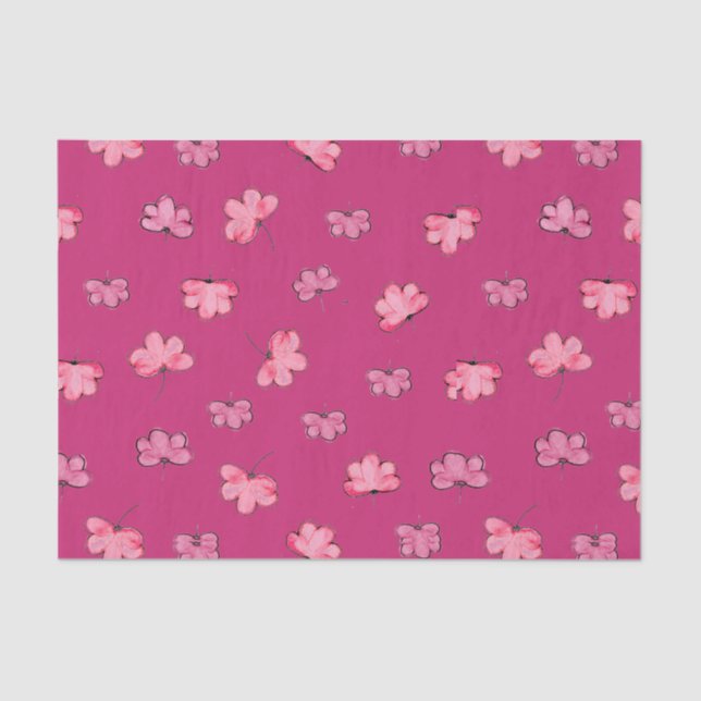 Seda Papel de tejido floral rosado (Anverso)